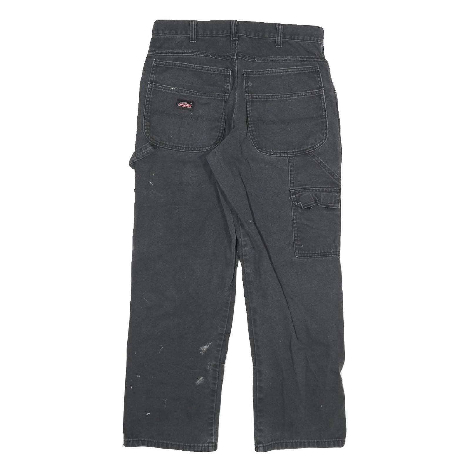 DICKIES Mens Jeans Black Regular Straight Denim W30 L28 Workwear Utility Zip