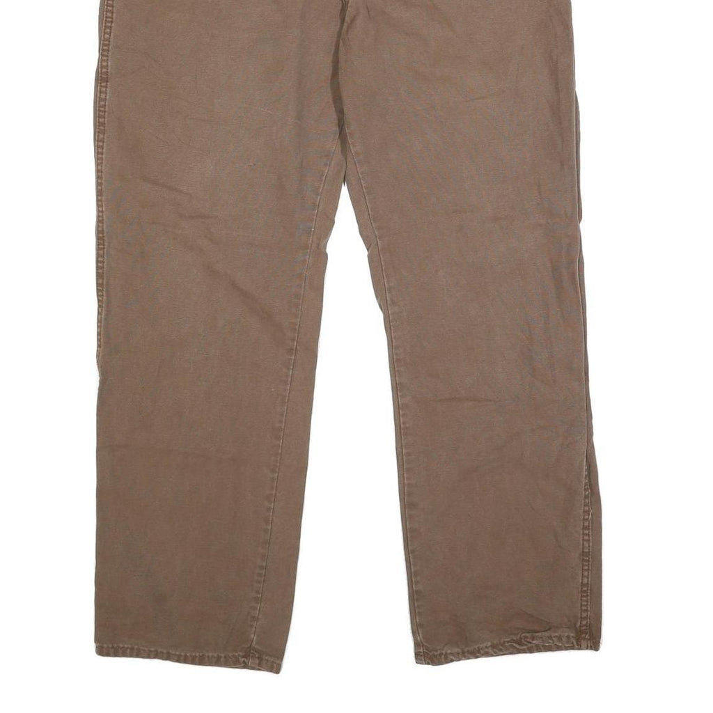 DICKIES Mens Cotton Blend Brown Regular Straight Trousers W40 L32 Workwear Zip