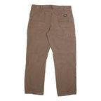 DICKIES Mens Cotton Blend Brown Regular Straight Trousers W40 L32 Workwear Zip