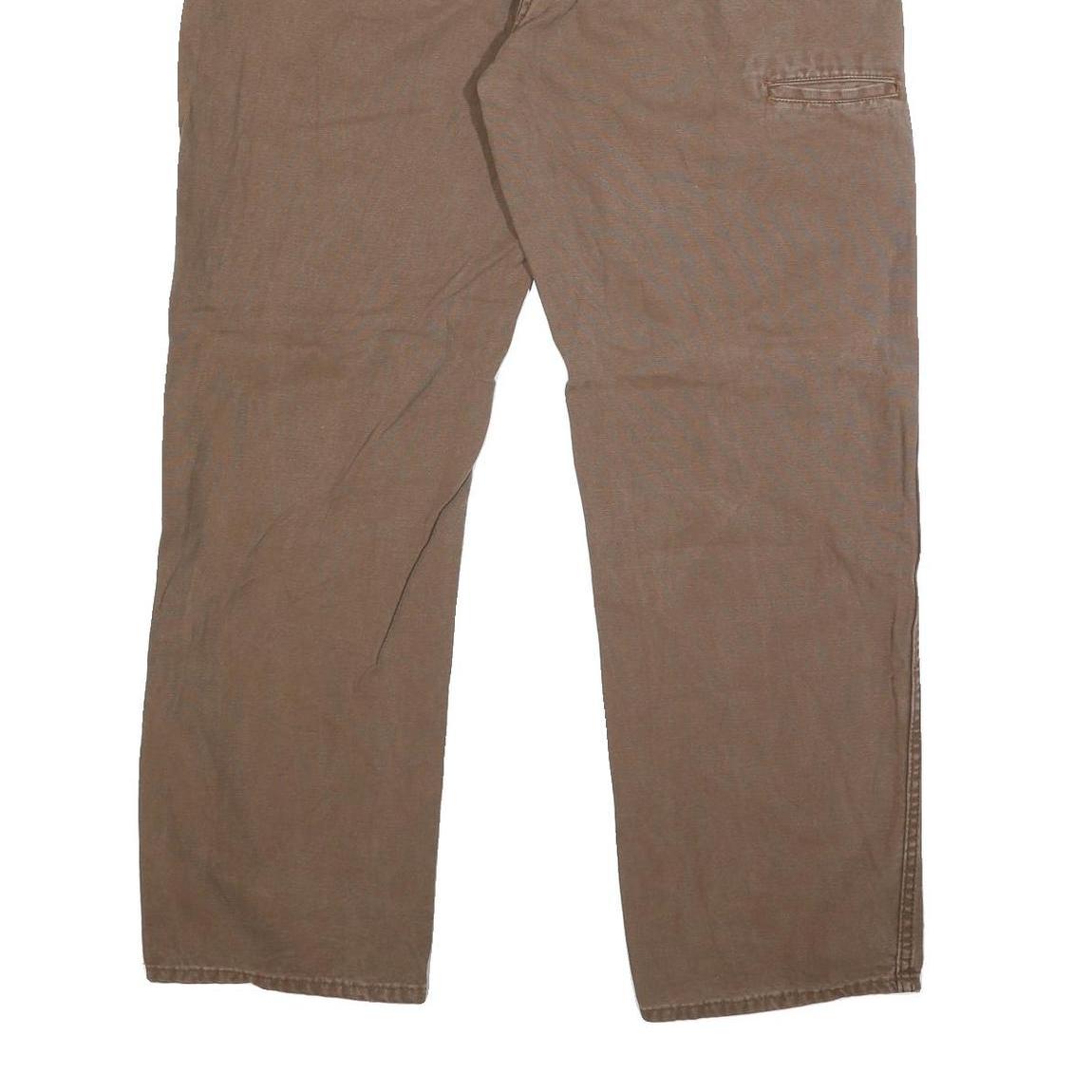 DICKIES Mens Cotton Blend Brown Regular Straight Trousers W40 L32 Workwear Zip