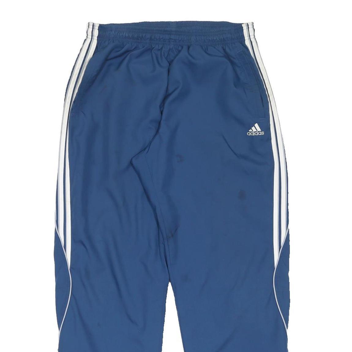 ADIDAS Mens Joggers Blue White L W32 L32 Polyester Blend Track Pants