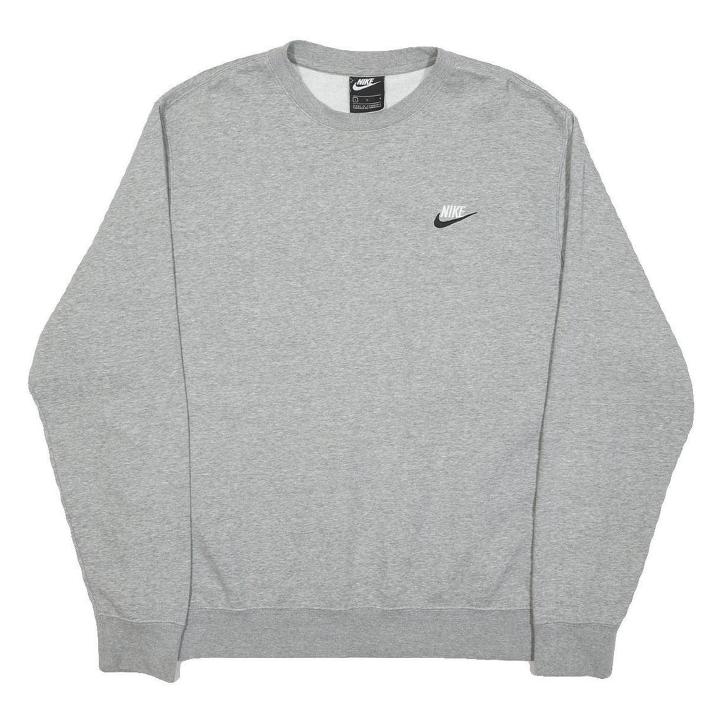 NIKE Mens Grey Crew Neck L Sweatshirt Cotton Blend Casual Sportswear