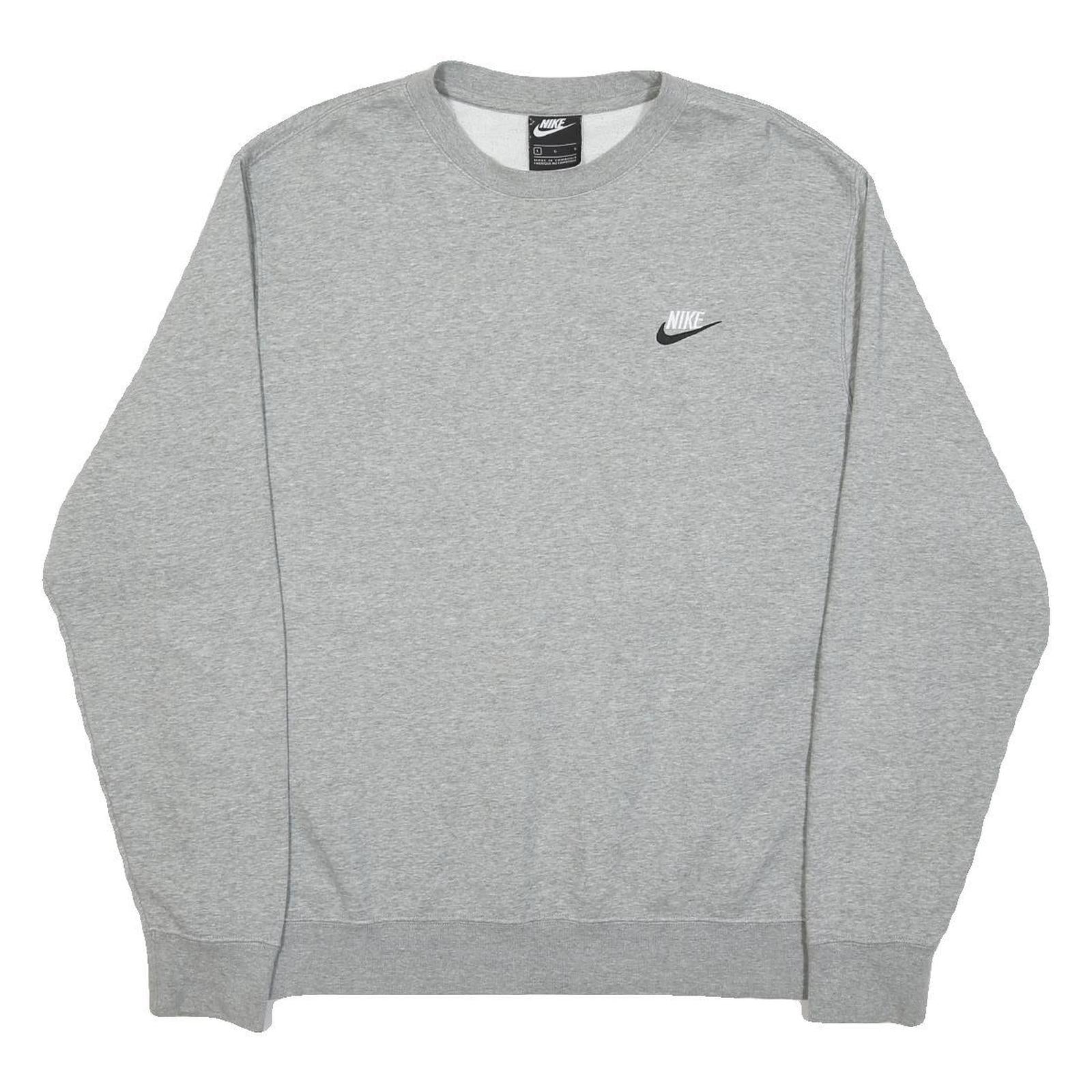 NIKE Mens Grey Crew Neck L Sweatshirt Cotton Blend Casual Sportswear