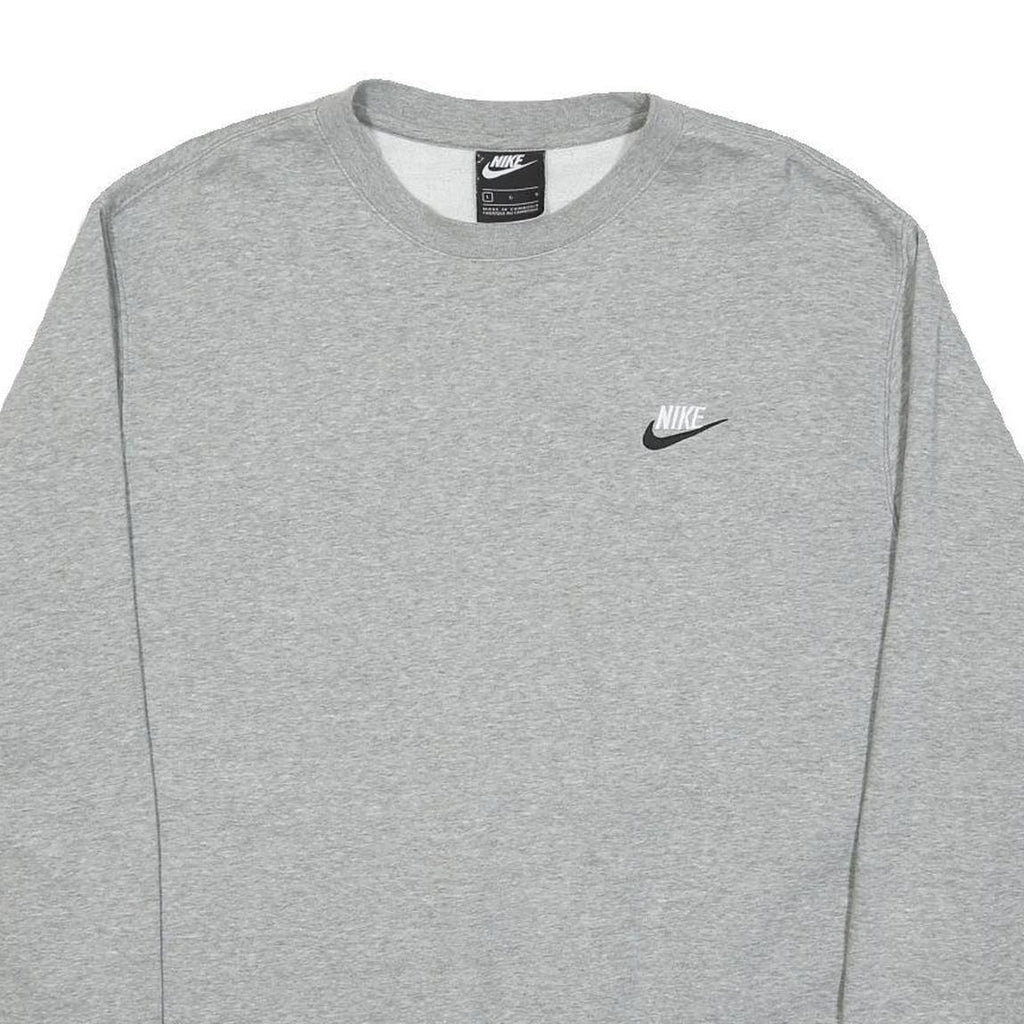 NIKE Mens Grey Crew Neck L Sweatshirt Cotton Blend Casual Sportswear
