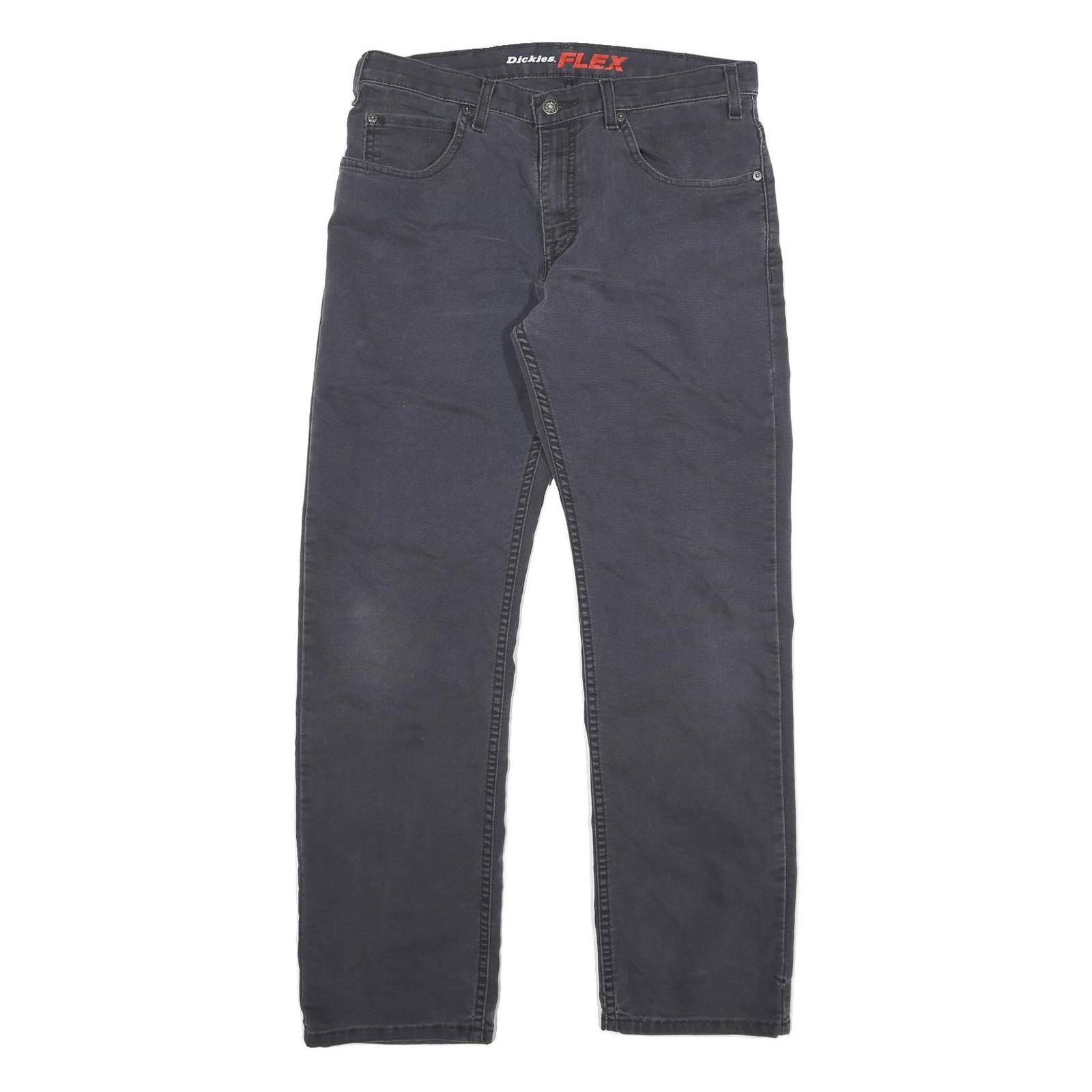 DICKIES Mens Jeans Black Regular Straight Denim W32 L30 Workwear Zip Closure