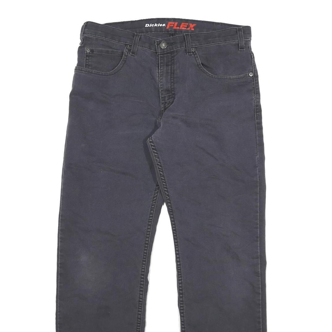 DICKIES Mens Jeans Black Regular Straight Denim W32 L30 Workwear Zip Closure