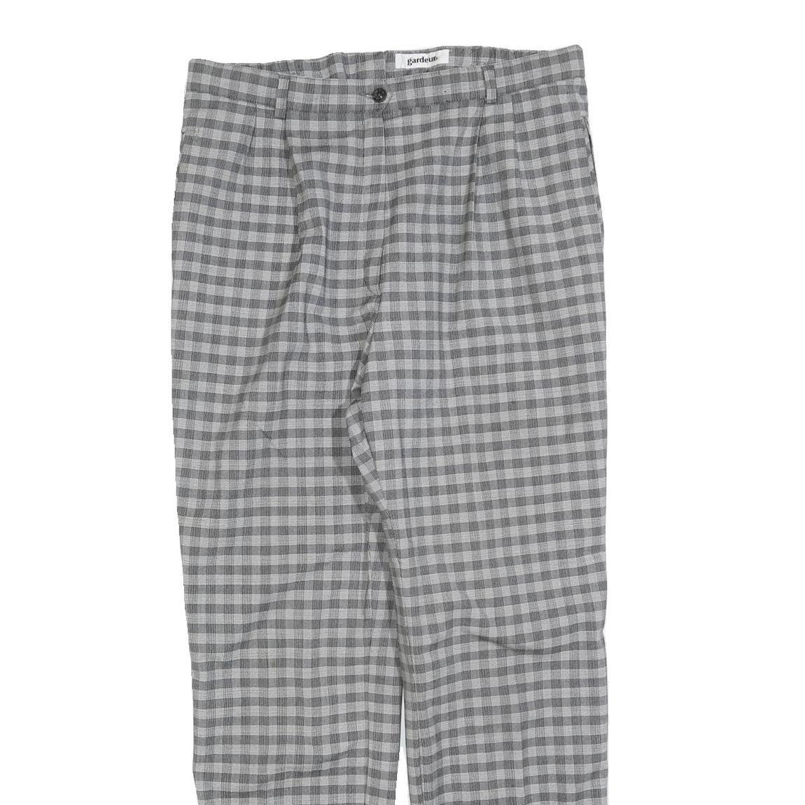 GARDEUR Womens Wool Blend Grey Check Regular Fit Straight Leg Trousers W32 L30