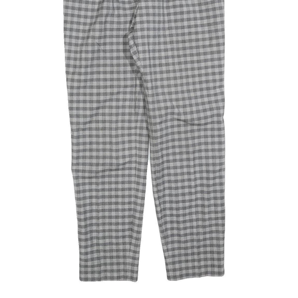 GARDEUR Womens Wool Blend Grey Check Regular Fit Straight Leg Trousers W32 L30