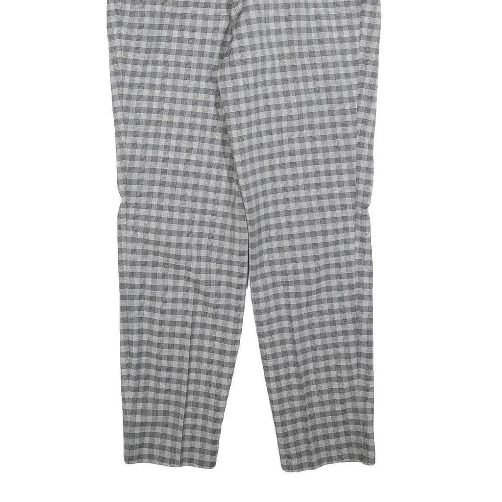 GARDEUR Womens Wool Blend Grey Check Regular Fit Straight Leg Trousers W32 L30