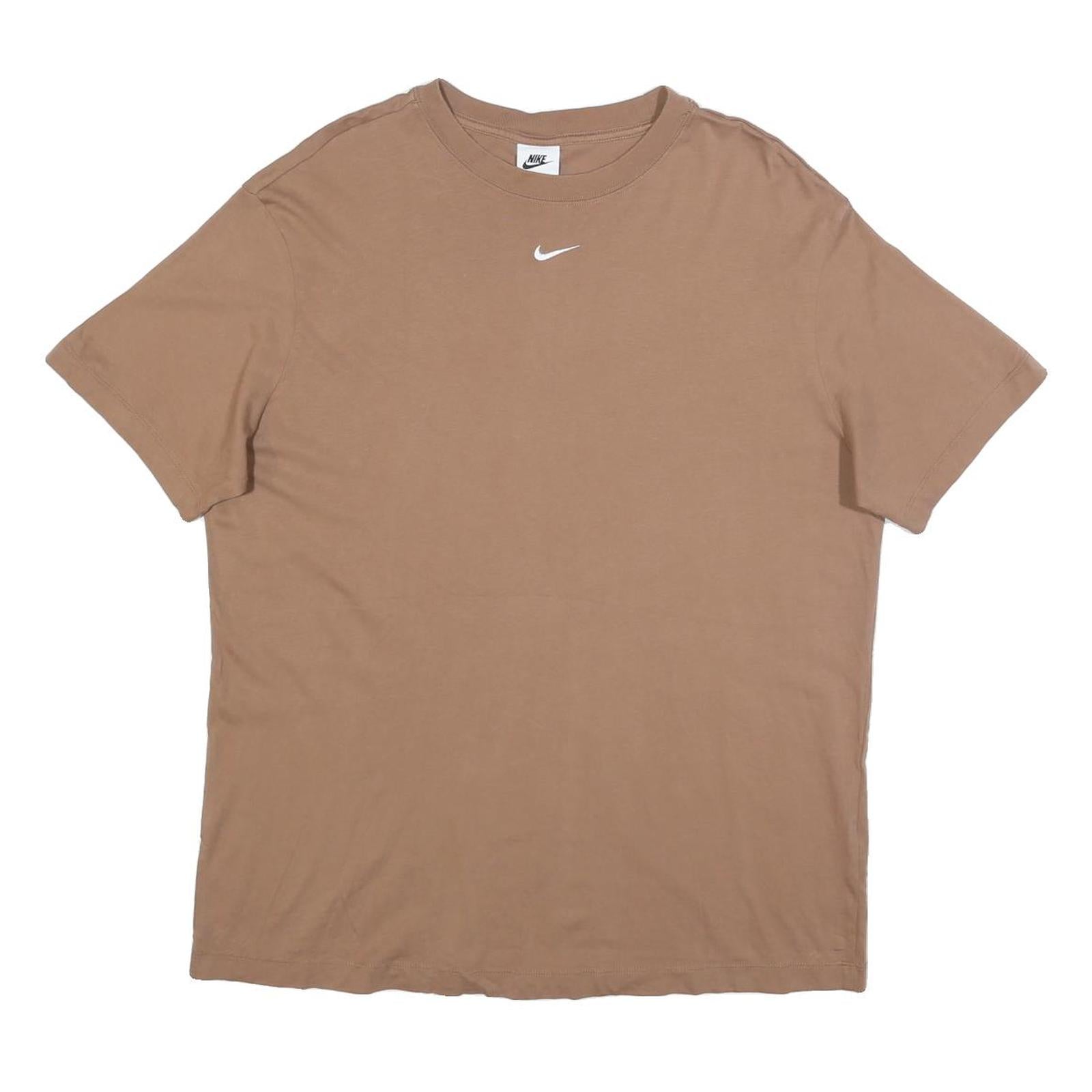 NIKE Mens Brown Classic Cotton T-Shirt M Short Sleeve Crew Neck Simple Design