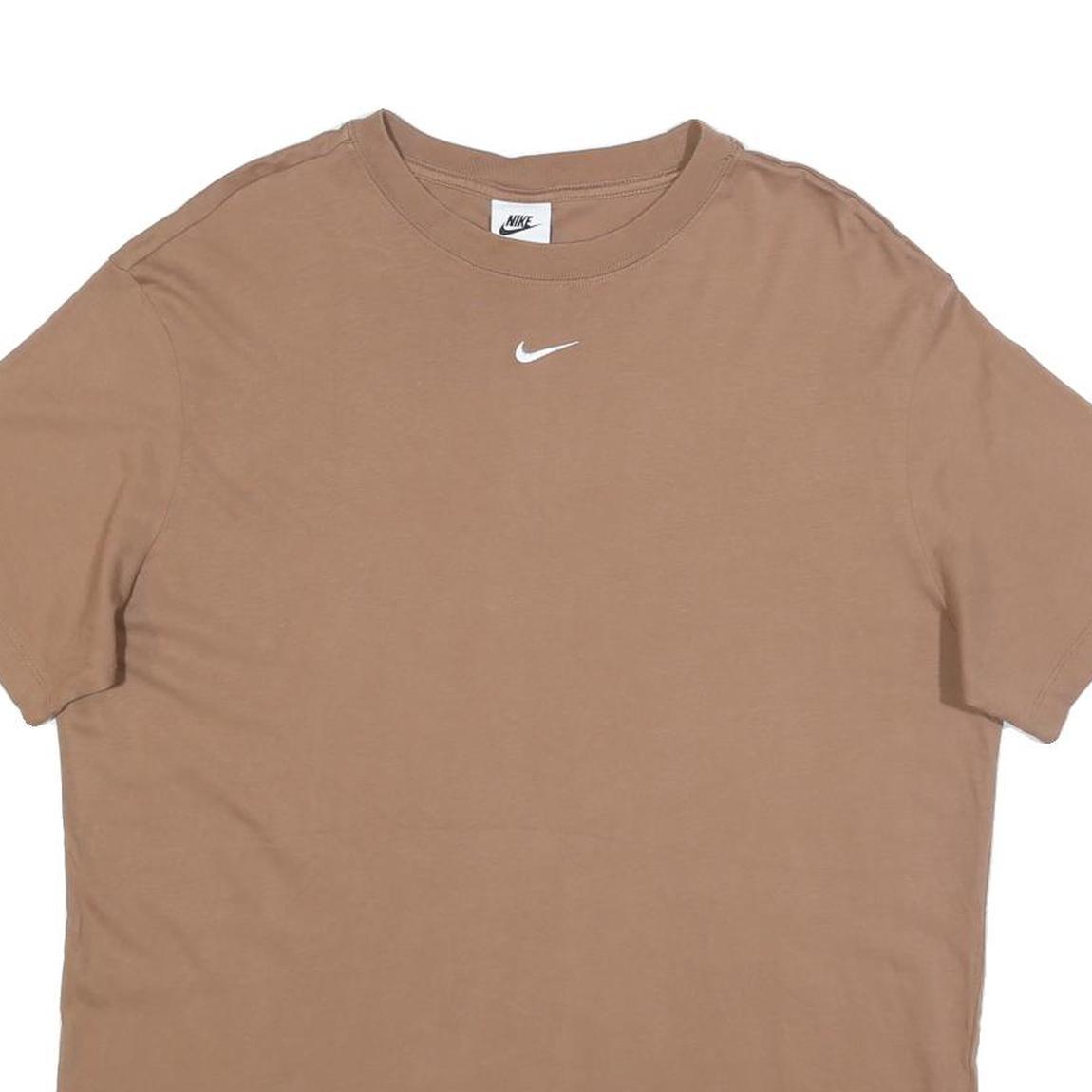 NIKE Mens Brown Classic Cotton T-Shirt M Short Sleeve Crew Neck Simple Design