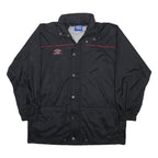 UMBRO Mens Black & Red Classic Nylon Zip Jacket S Sportswear Logo Tracksuit