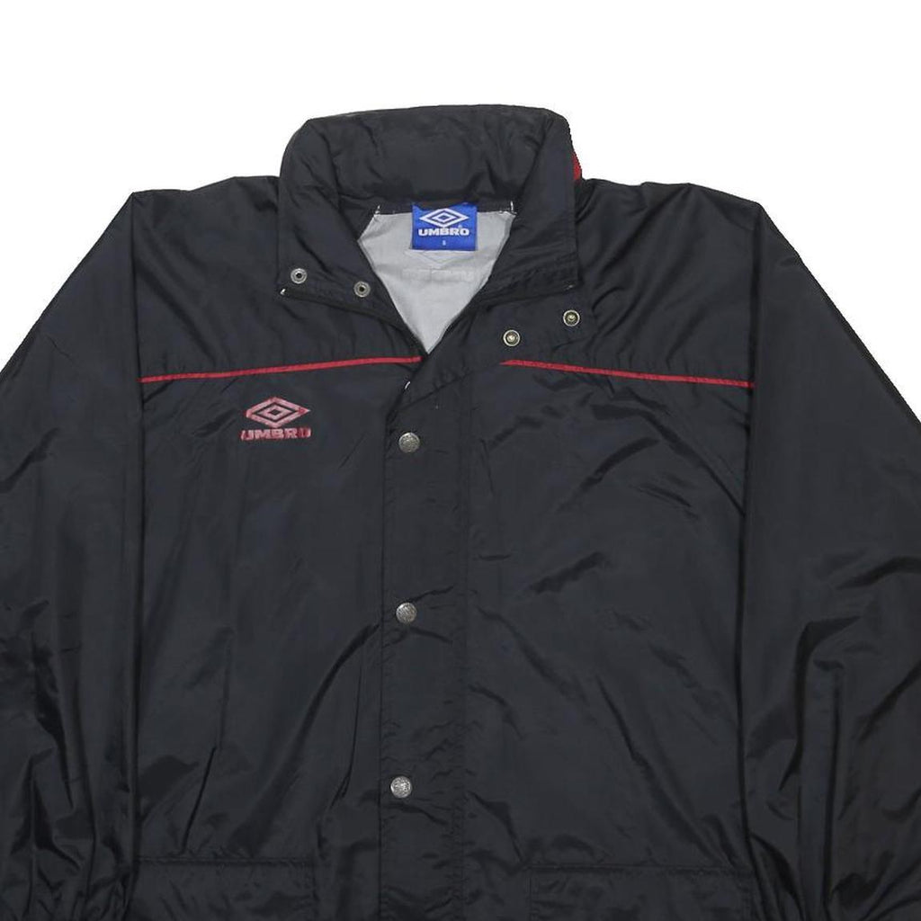 UMBRO Mens Black & Red Classic Nylon Zip Jacket S Sportswear Logo Tracksuit