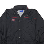 UMBRO Mens Black & Red Classic Nylon Zip Jacket S Sportswear Logo Tracksuit