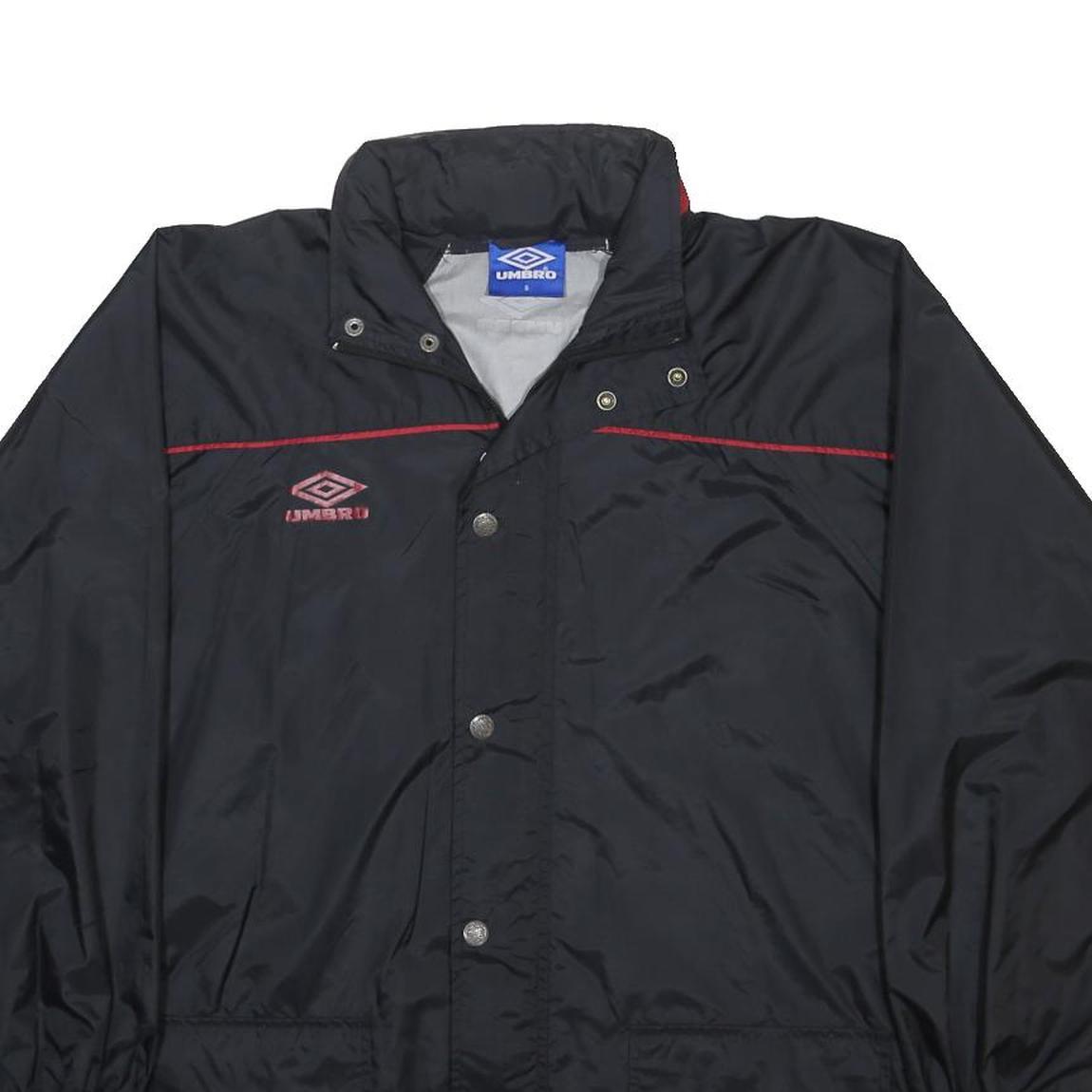 UMBRO Mens Black & Red Classic Nylon Zip Jacket S Sportswear Logo Tracksuit