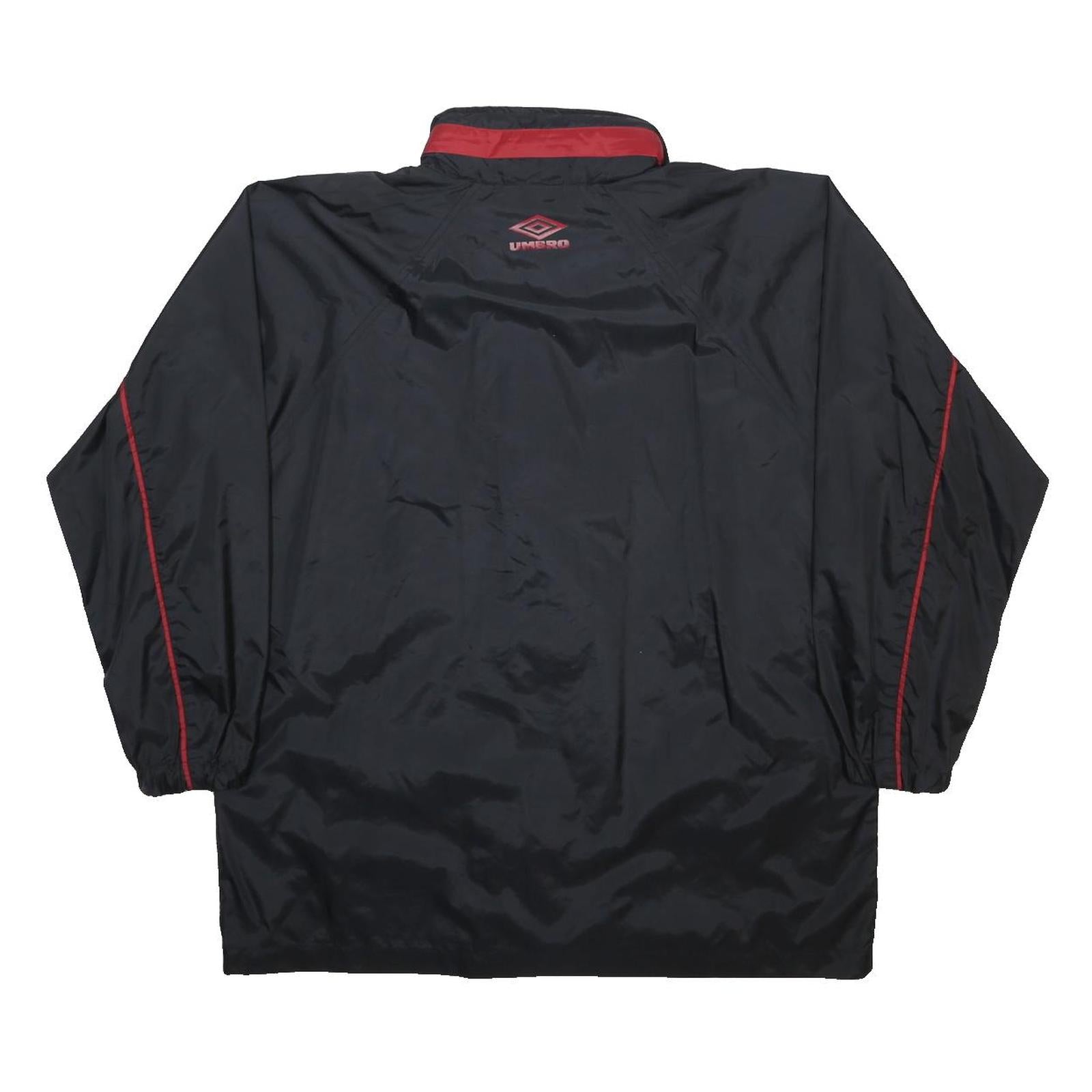 UMBRO Mens Black & Red Classic Nylon Zip Jacket S Sportswear Logo Tracksuit