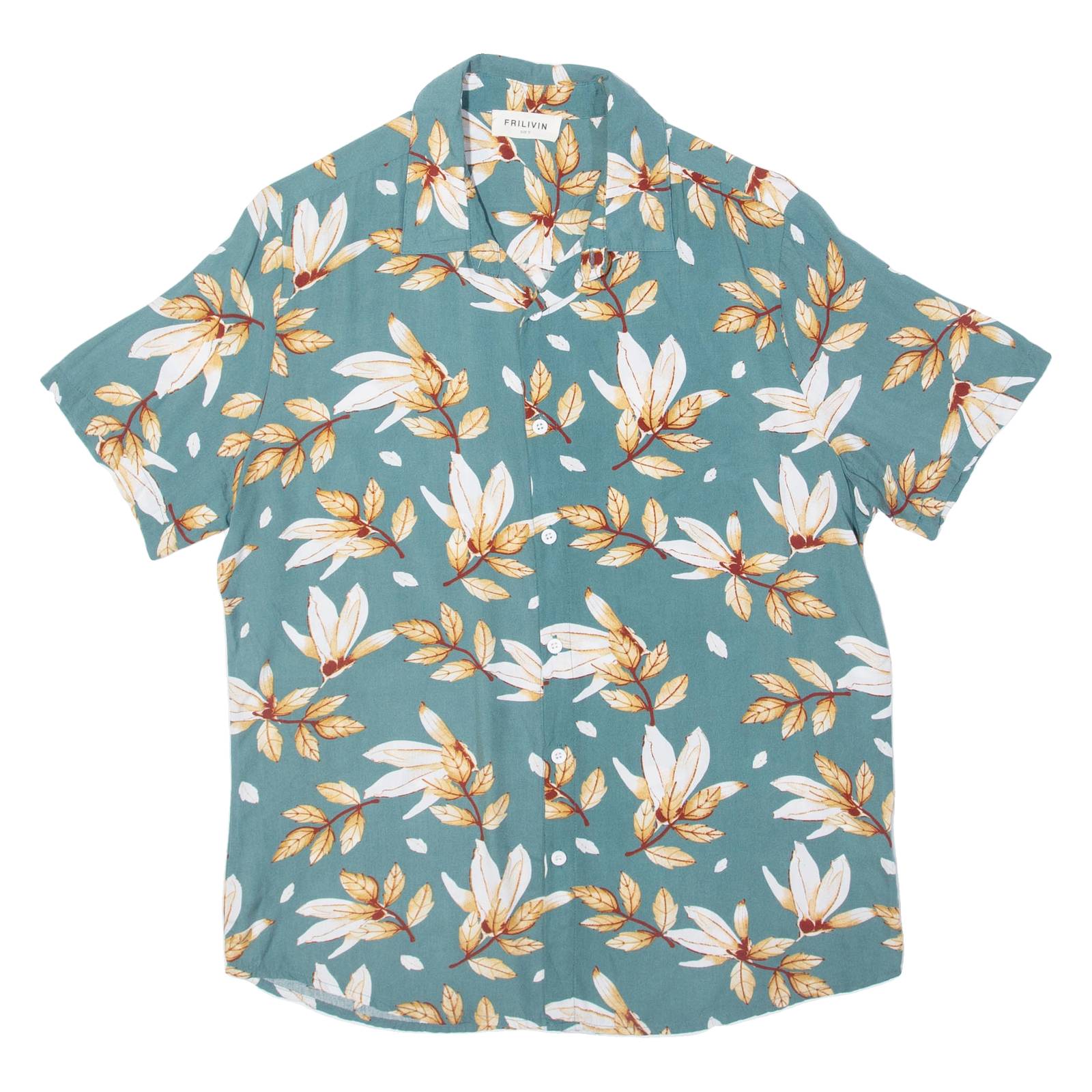 FRILIVIN Mens Shirt Green Viscose Floral S