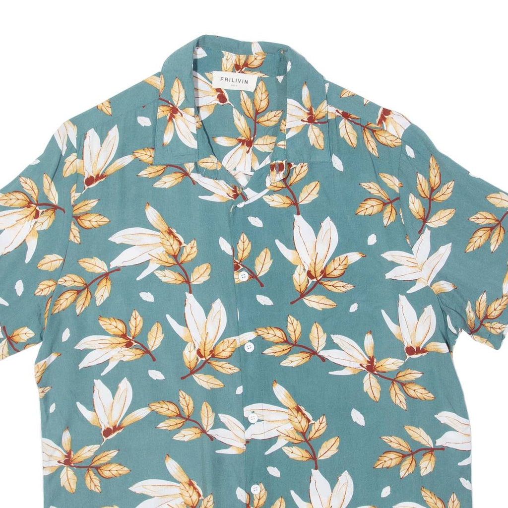 FRILIVIN Mens Shirt Green Viscose Floral S