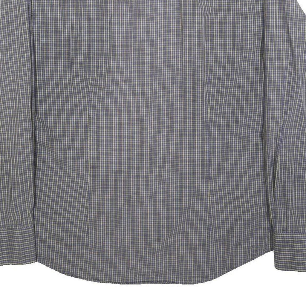 DACKS Mens Blue Check Shirt L Button Down Collar Long Sleeve Casual Dress