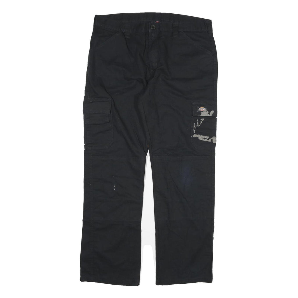 DICKIES Mens Black Regular Fit Cargo Trousers W36 L32 Workwear Utility Zip