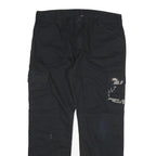 DICKIES Mens Black Regular Fit Cargo Trousers W36 L32 Workwear Utility Zip
