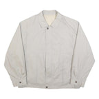 Mens White Cotton Blend Jacket L Plain Zip Closure Casual Lightweight Outdoor