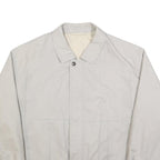 Mens White Cotton Blend Jacket L Plain Zip Closure Casual Lightweight Outdoor