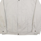 Mens White Cotton Blend Jacket L Plain Zip Closure Casual Lightweight Outdoor