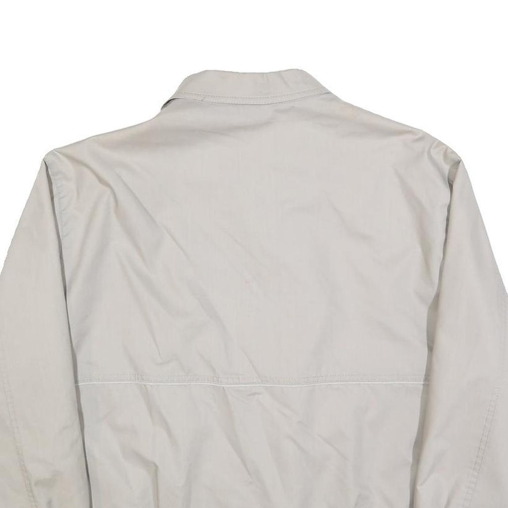 Mens White Cotton Blend Jacket L Plain Zip Closure Casual Lightweight Outdoor