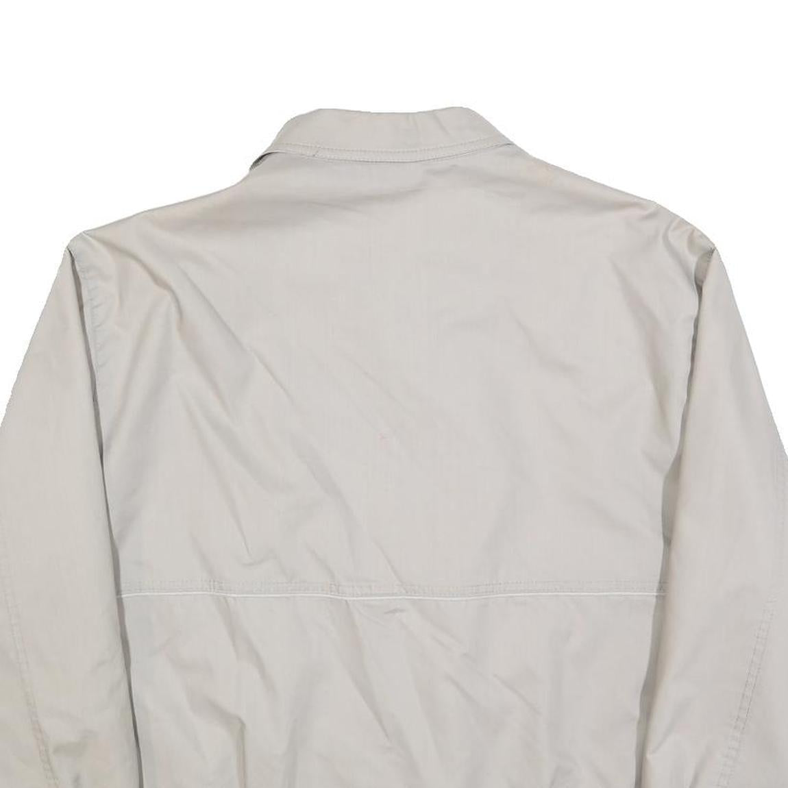 Mens White Cotton Blend Jacket L Plain Zip Closure Casual Lightweight Outdoor