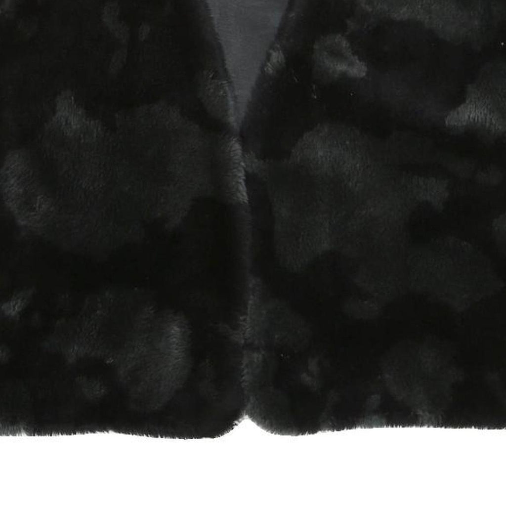 Womens Black Faux Fur Sleeveless Jacket S Polyester Blend Plush Warm Layer