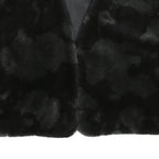 Womens Black Faux Fur Sleeveless Jacket S Polyester Blend Plush Warm Layer