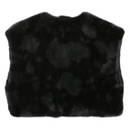 Womens Black Faux Fur Sleeveless Jacket S Polyester Blend Plush Warm Layer