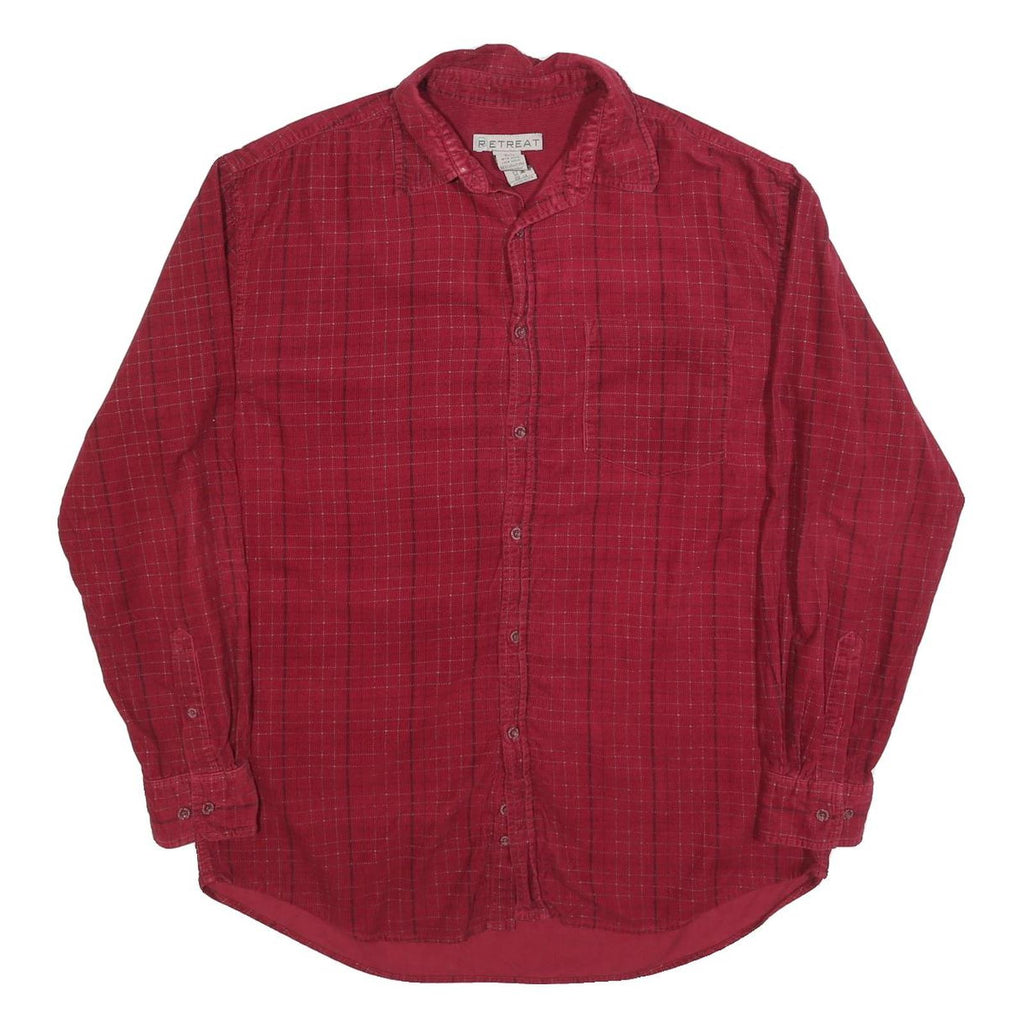 RETREAT Mens Red Check Shirt M Cotton Blend Casual Checked Button Down