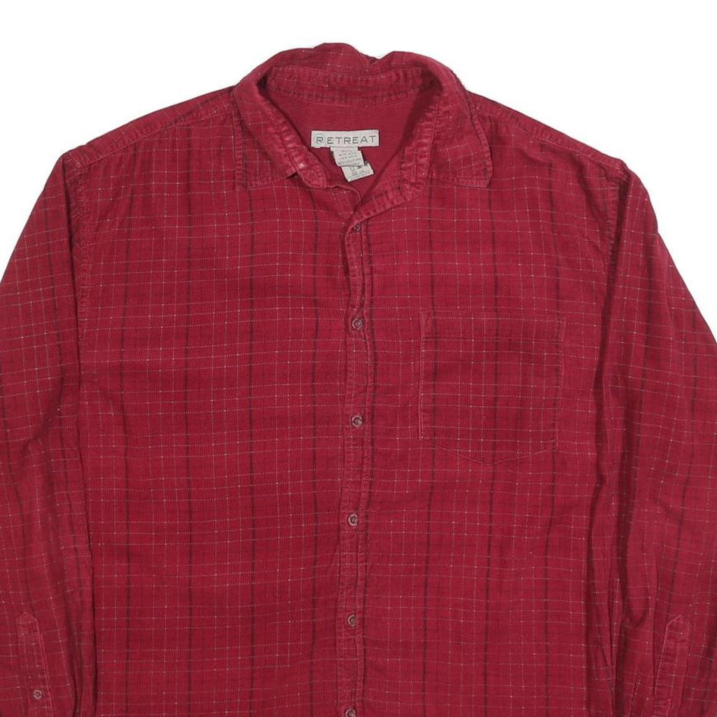 RETREAT Mens Red Check Shirt M Cotton Blend Casual Checked Button Down