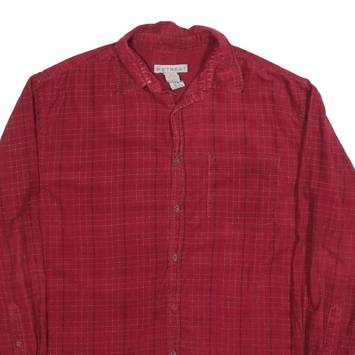 RETREAT Mens Red Check Shirt M Cotton Blend Casual Checked Button Down