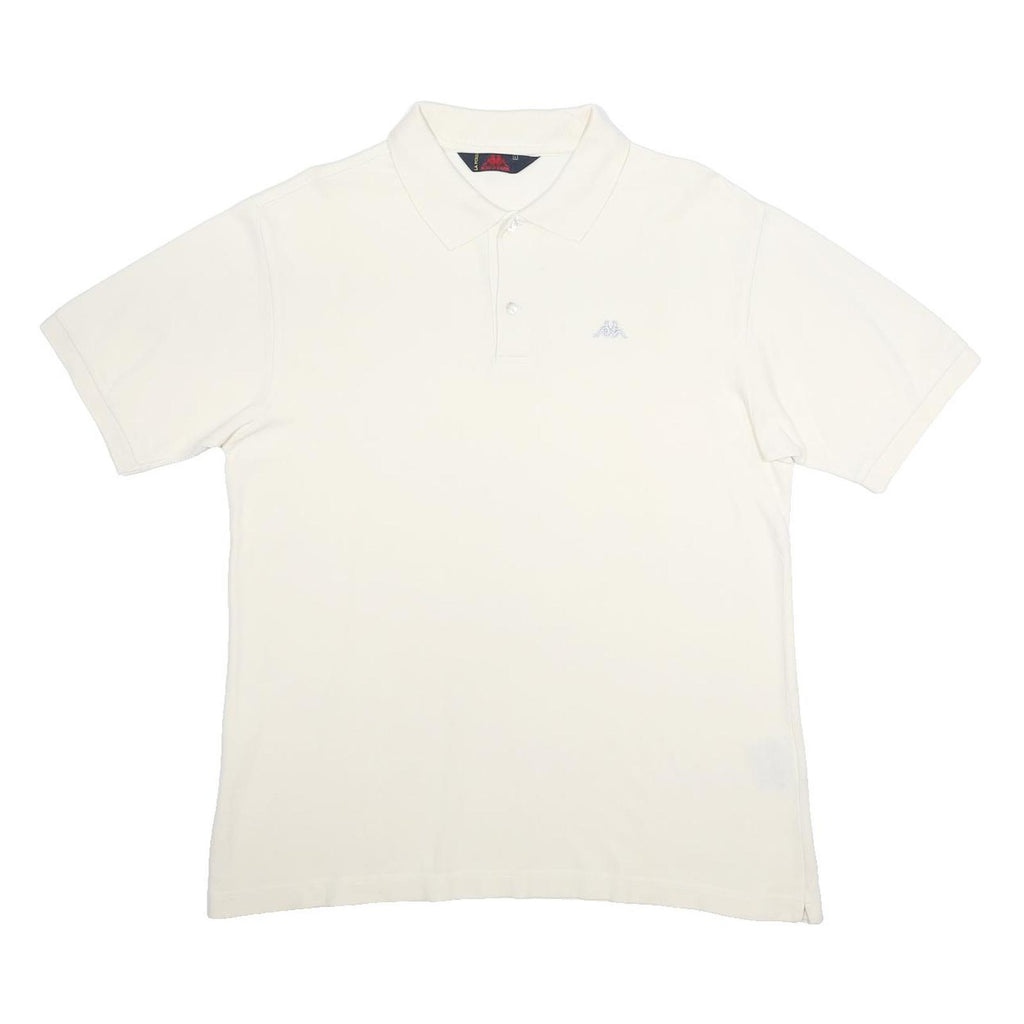 KAPPA Mens White Cotton Short Sleeve Polo Shirt L Classic Logo Casual Fashion