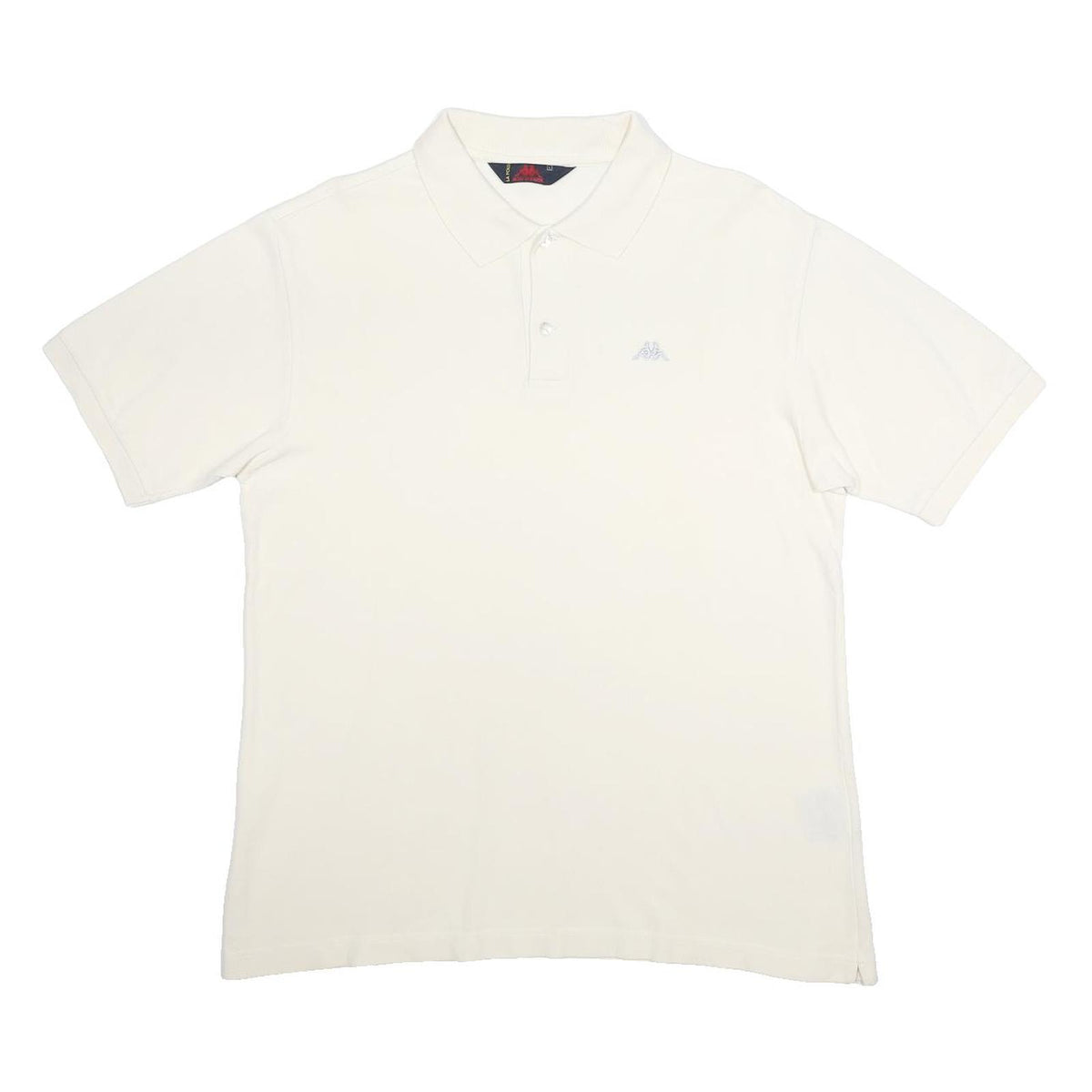 KAPPA Mens White Cotton Short Sleeve Polo Shirt L Classic Logo Casual Fashion