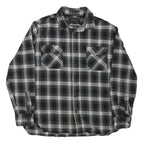 JACHS Mens Black & Grey Plaid Cotton Blend Shirt L Button Front Casual