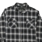 JACHS Mens Black & Grey Plaid Cotton Blend Shirt L Button Front Casual