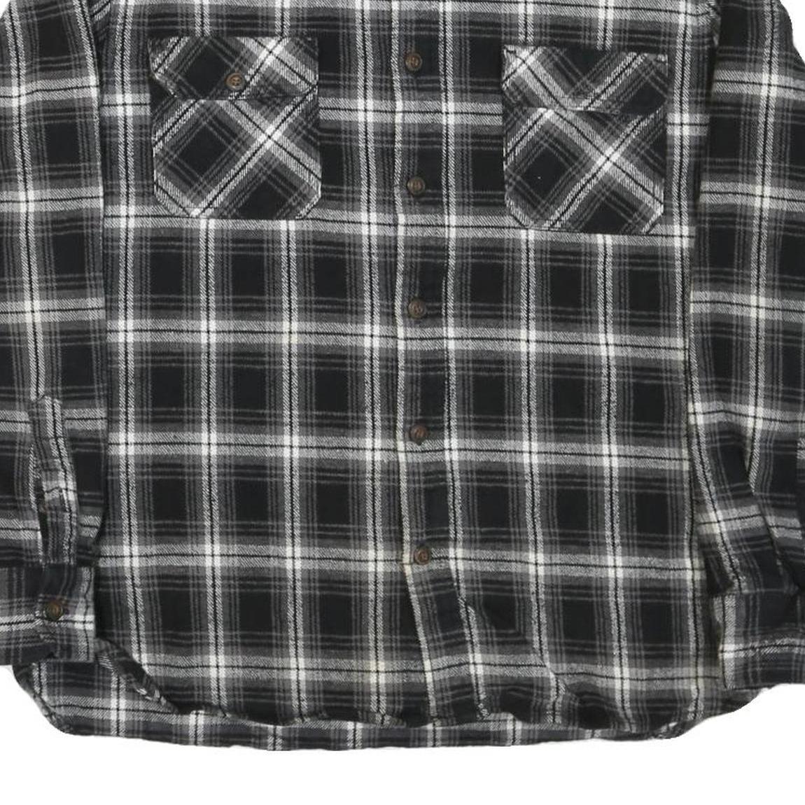 JACHS Mens Black & Grey Plaid Cotton Blend Shirt L Button Front Casual