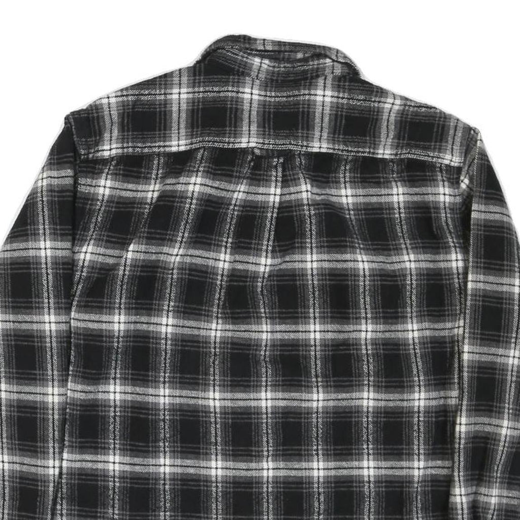 JACHS Mens Black & Grey Plaid Cotton Blend Shirt L Button Front Casual
