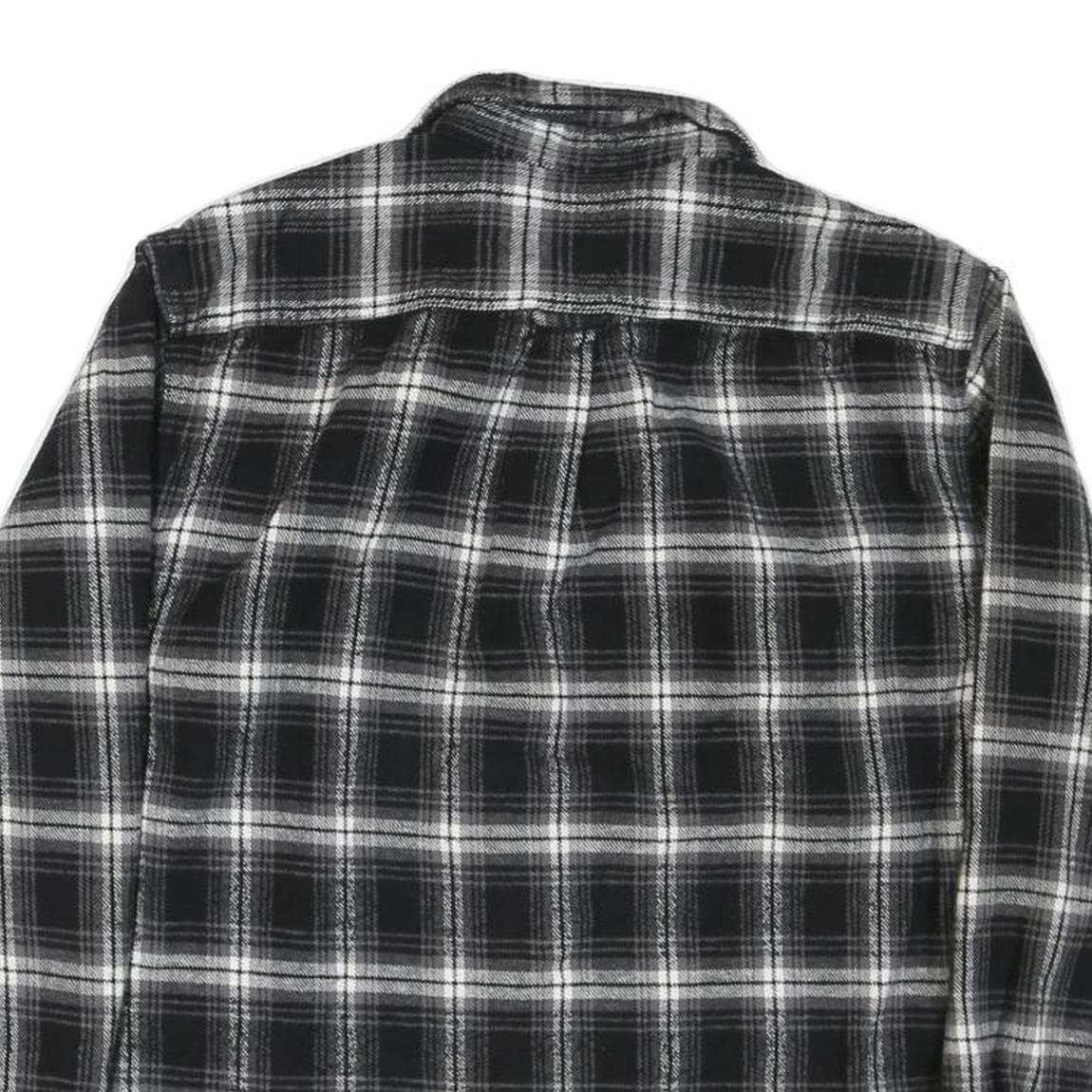 JACHS Mens Black & Grey Plaid Cotton Blend Shirt L Button Front Casual