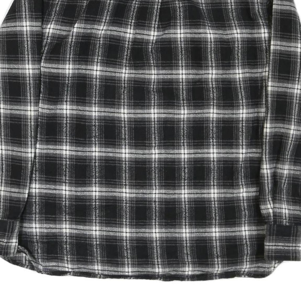 JACHS Mens Black & Grey Plaid Cotton Blend Shirt L Button Front Casual