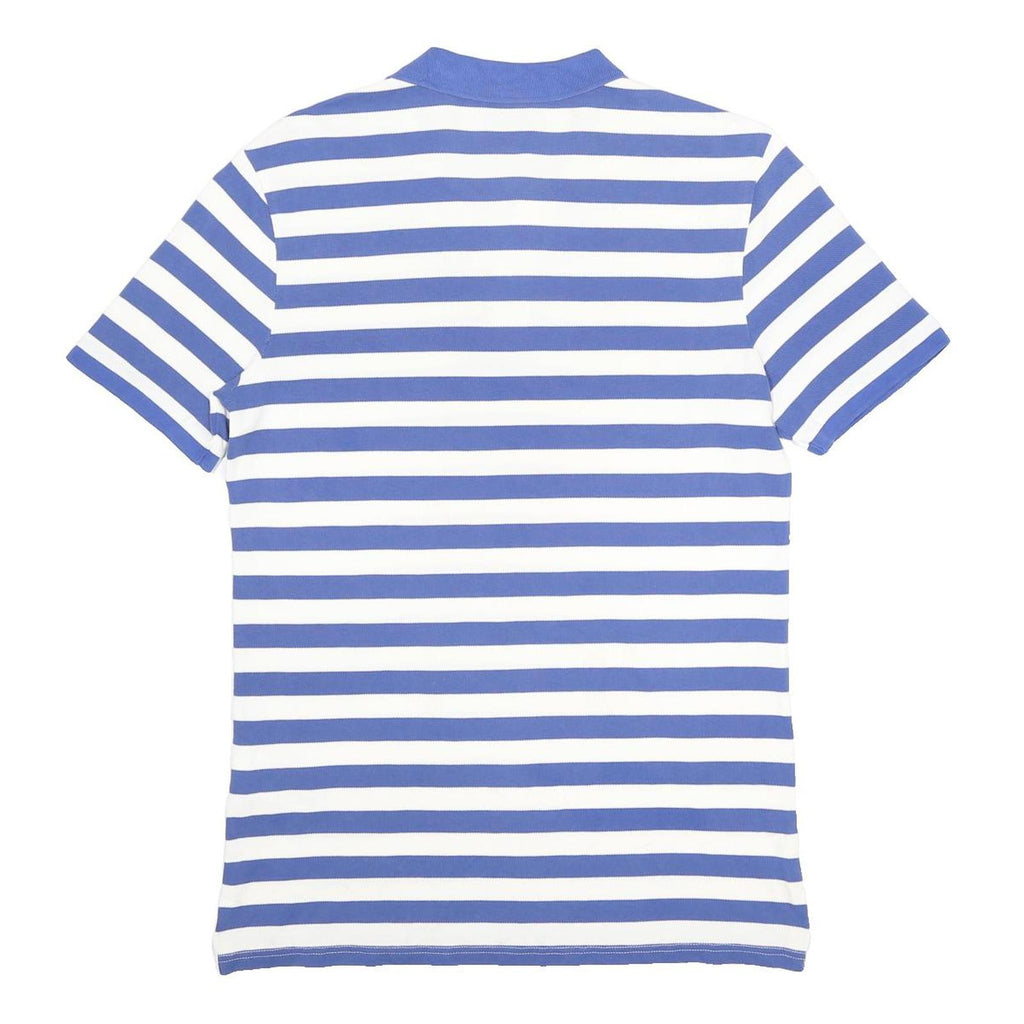 NIKE Mens Blue & White Striped Short Sleeve Polo Shirt M Cotton Casual Style