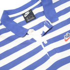 NIKE Mens Blue & White Striped Short Sleeve Polo Shirt M Cotton Casual Style