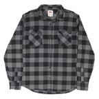 LEVI'S Mens Black & Grey Check Shirt L Cotton Blend Casual Button Down Long