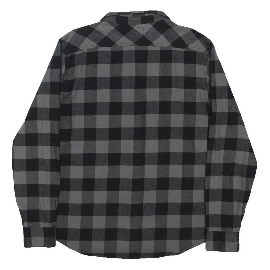 LEVI'S Mens Black & Grey Check Shirt L Cotton Blend Casual Button Down Long