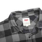 LEVI'S Mens Black & Grey Check Shirt L Cotton Blend Casual Button Down Long