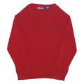 CHAPS Mens Red Plain V-Neck Basic Knit Jumper L Casual Cotton Blend Knitwear